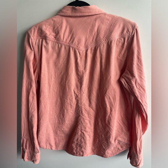 Ladies American Eagle Peach Corduroy Button Up Shirt Size L - Picture 3 of 3
